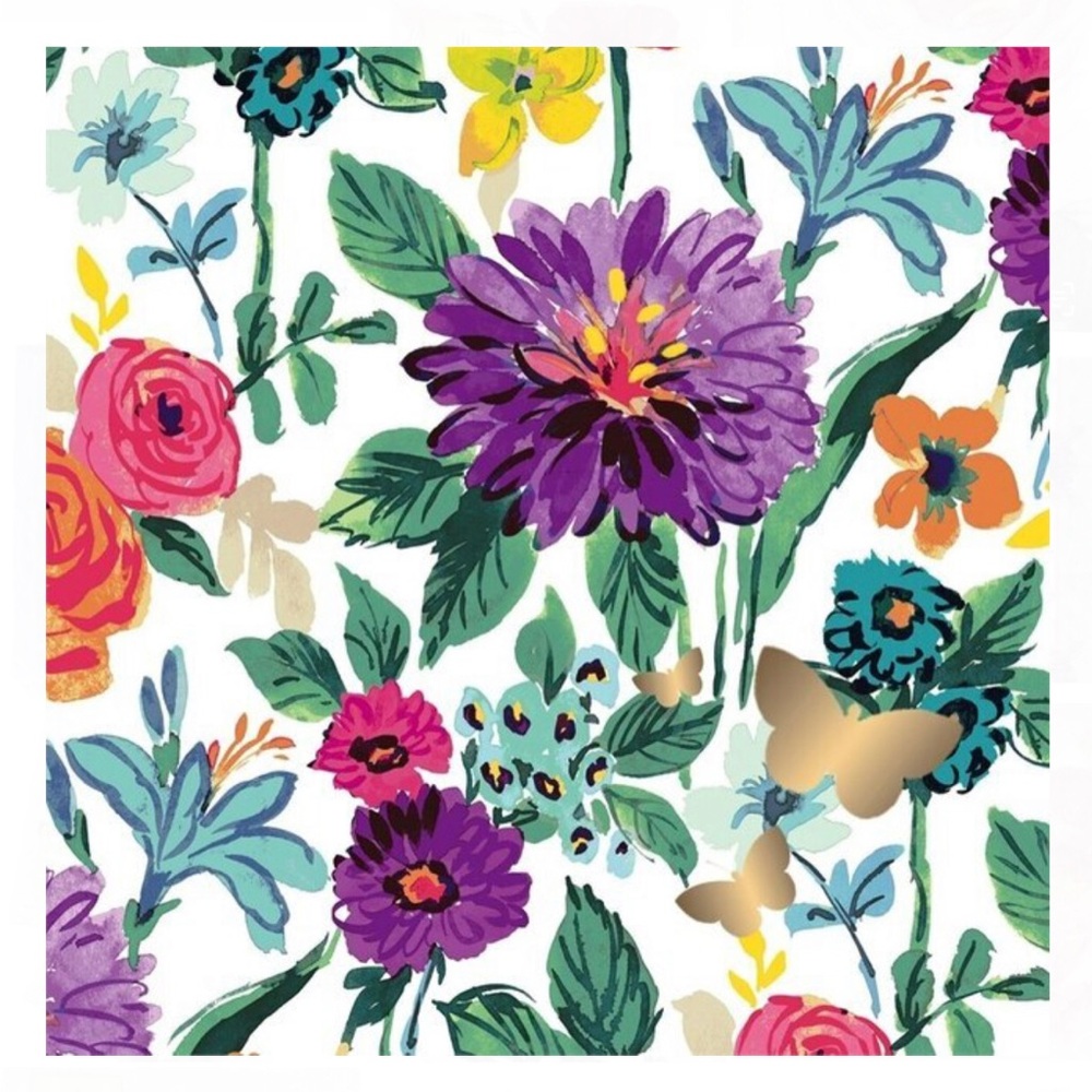 Cypress Home Brilliant Bouquet w Foil Accents Cocktail Napkins (6836), 20 ct